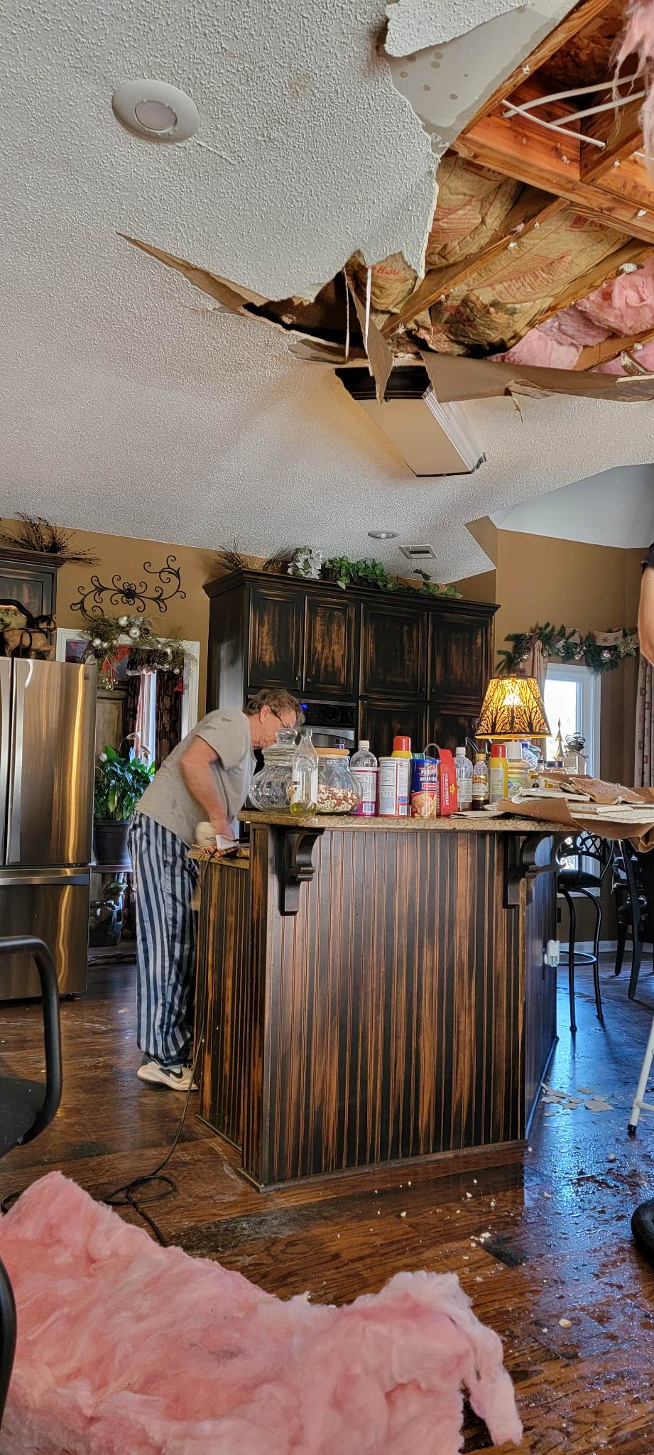 Ceiling collapse cleanup and repair