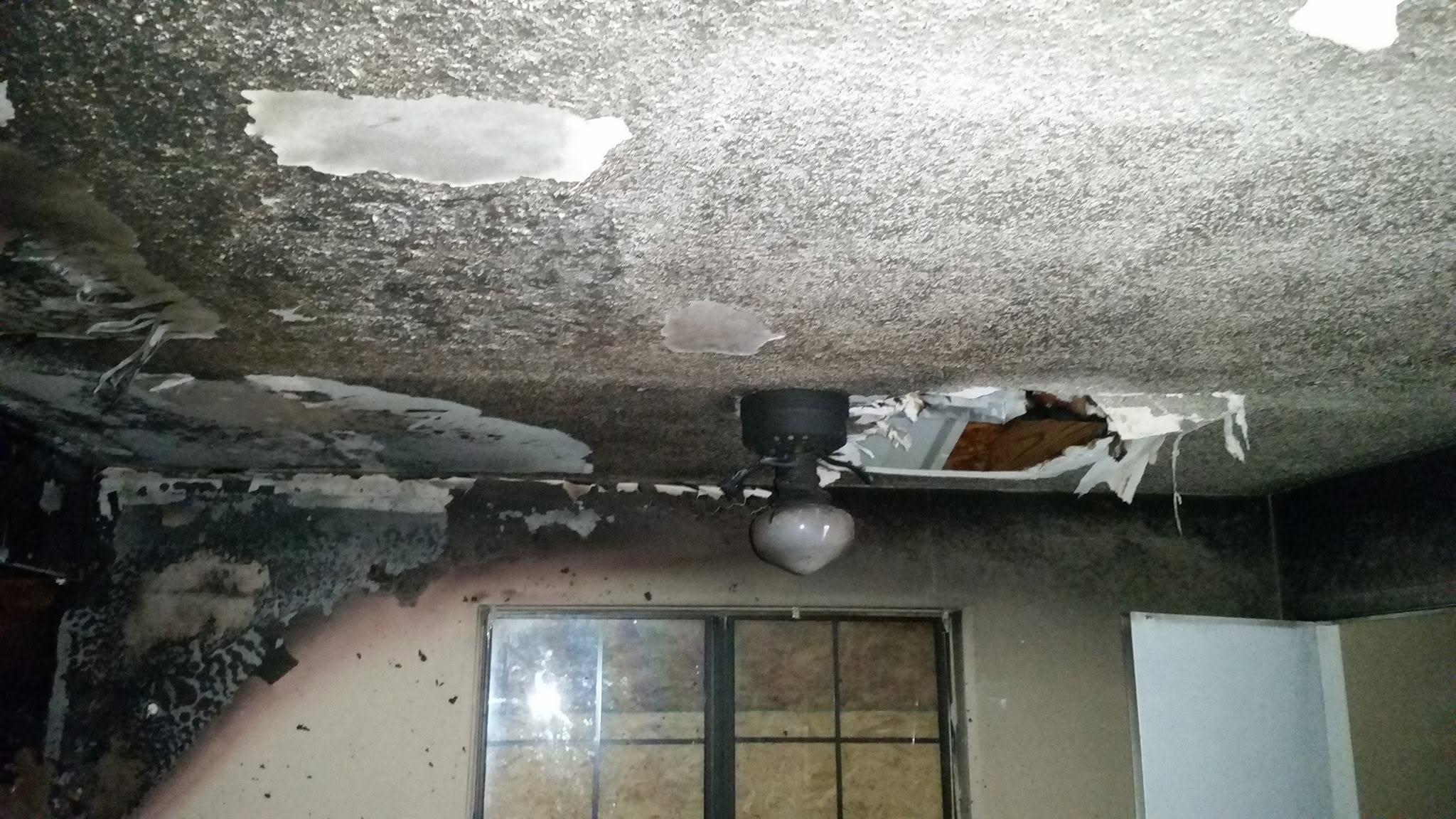 Fire and smoke damage in a home